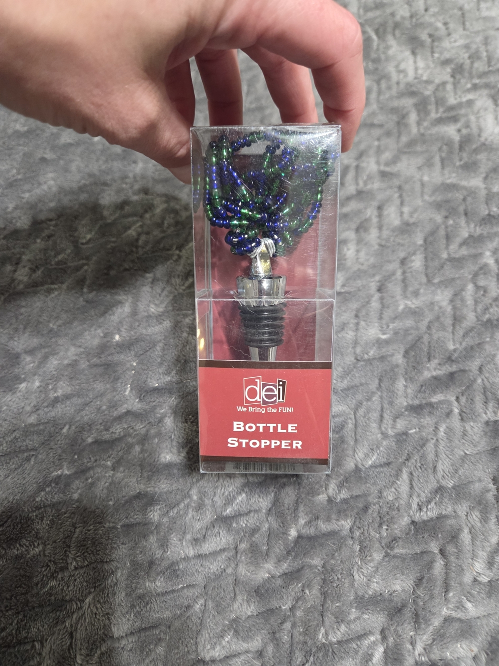 Blue Green Beaded Bottle Stopper